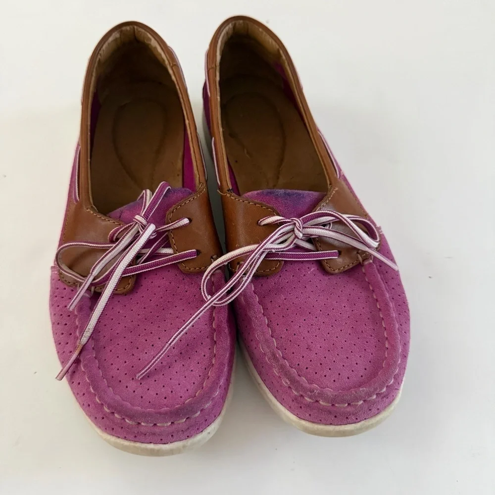 Clark’s Pink/Purple and Brown Women's Loafers Size 7M Casual Comfort Shoes